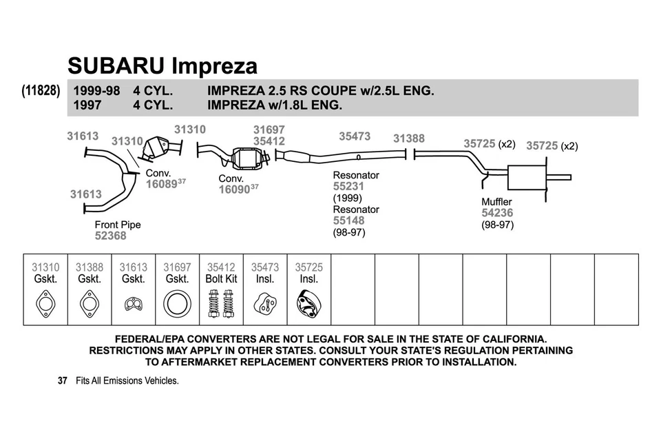 For Subaru Impreza 99-01 Stainless Steel Round Aluminized Resonator Assembly - Изображение 4 из 4