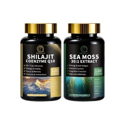 Shilajit Sea Moss Supplements with Coenzyme Q10 Ashwagandha Focus Energy Stamina