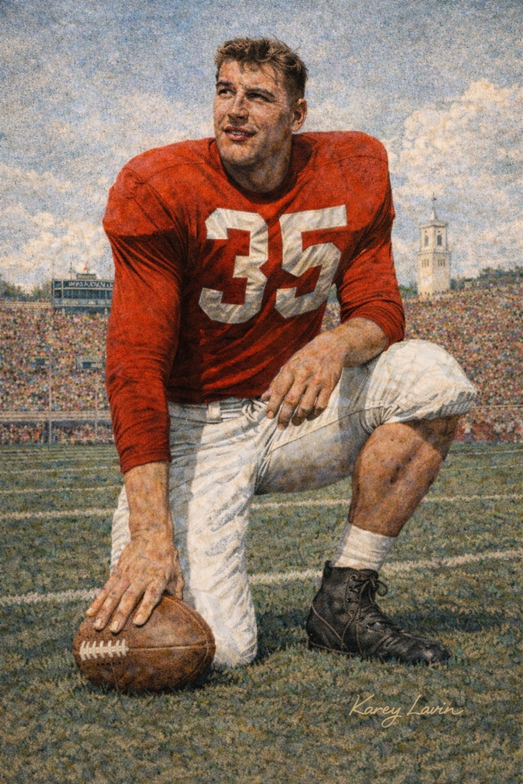 ALAN AMECHE CUSTOM 4"x6" HEISMAN TROPHY ART CARD ~ WISCONSIN BADGERS 1954
