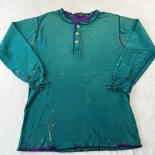 Duofold Vintage Double Layer Thermal Long Sleeve Henley Shirt Medium Distressed