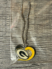 NFL Green Bay Packers Heart Pendant Necklace Green/Yellow/Silver Licensed