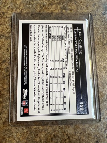 2009 Topps Brian Cushing RC #350 Mint Houston Texans Football Rookie - Picture 2 of 2