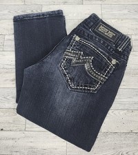 Women's Miss Me Jeans Size 26 JD1038T3L Straight 32.5" Inseam Faded Black Y2K