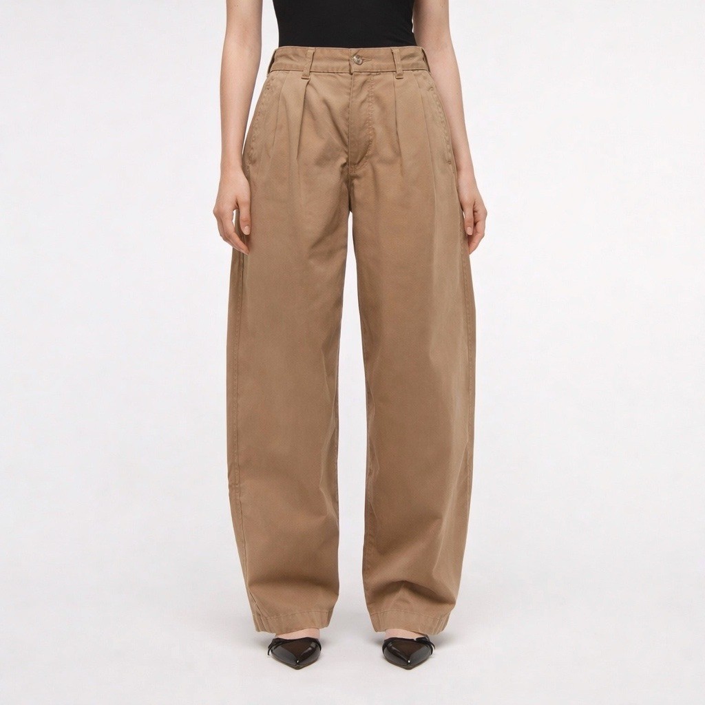 Abercrombie & Fitch Mid Rise Barrel Pant Pleated Womens 29 8R Tan Khaki NWT