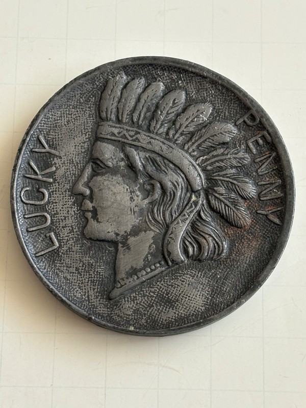 Antique Lucky Penny Statue of Liberty New York Souvenir Heavy Metal Paperweight