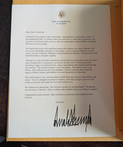 Donald Trump Rare naturalization Letter Signed W/Official Envelope Free Ship