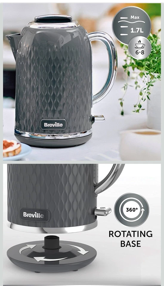 Breville Curve Electric Kettle | 1.7 Litre | 3KW Fast Boil | Black & Chrome [VKT - Image 3 of 4