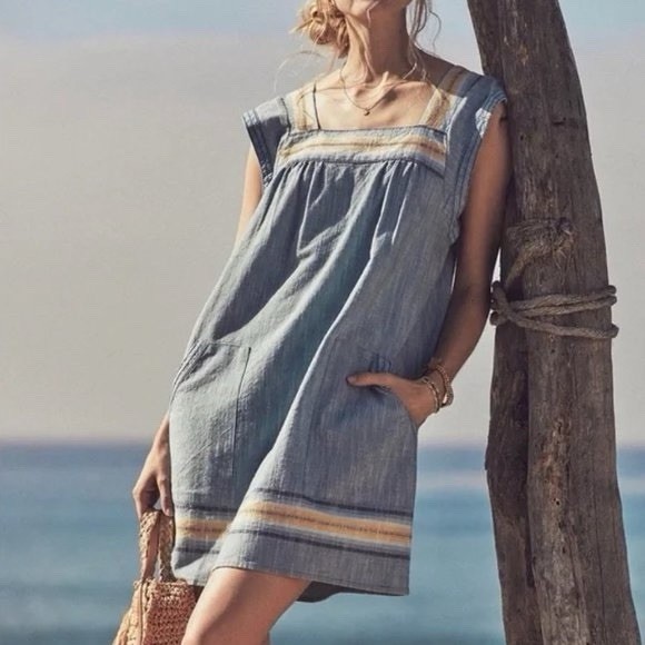 Faherty Hailee Striped Trim Shift Dress