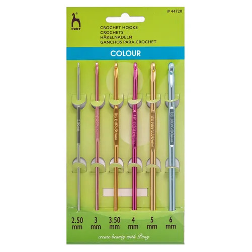 Pony Coloured Anodised Aluminium Crochet hooks