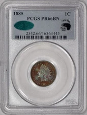 1885 Proof Indian Head One Cent 1c Penny PCGS PR66BN CAC - Great Color!