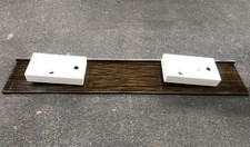 VESSINI Ebony 1800x320 Shelf + 2x 400x220 Ceramic Countertop Basins