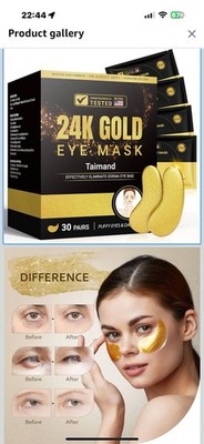 Taimand Under Eye Patches (30 Pairs), 24K Gold Under Eye Mask for Puffy Eyes,...