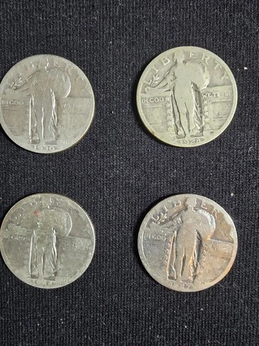 Lot of 4 Standing Liberty Quarters 90% Silver