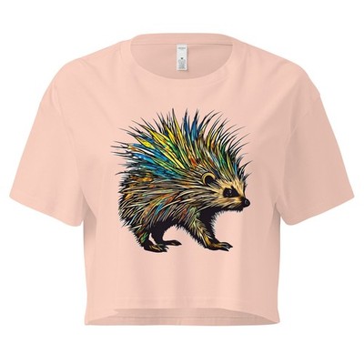 ''Psychedelic Porcupine'' Women s crop top Trippy Wildlife Nature Quills Spines