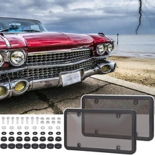 New Unbreakable License Plate Covers+Frames Auto Tag Shield Protector Front Rear