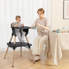 4-in-1 Convertible Baby High Chair: Grows with Child, 5-Point Harness, Table