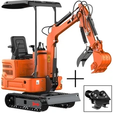 New Upgrade 1 TON Mini Excavator 13.5 HP B&S Engine Digger+Quick Hitch Coupler