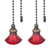 2Pcs Ceiling Fan Pull Chain 12" Diamond Pendant Chain Extender Red