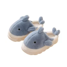 Plush Home Slippers for Men and Women, Cartoon Shark Animal Cotton Slippers, ...