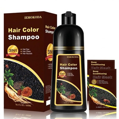 Natural Instant 3 in 1 Hair Color Dye Shampoo for Gray Hair - Men & Women, Lo...
