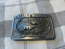 RG07139 NOS VINTAGE 1983  ALASKA WILDLIFE  COMMEMORATIVE BELT BUCKLE