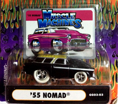 MUSCLE MACHINES WHITE TIRE 1955 CHEVY NOMAD WAGON - 1/64 - 55 CHEVY 