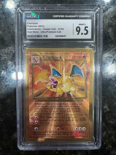 CHARIZARD CGC 9.5 2021 POKEMON #4/102 GOLD METAL ULTRA PREMIUM COLL 002
