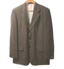 Oscar de la Renta Sports Coat Wool Blazer Jacket Men Sz 46  Brown Houndstooth 