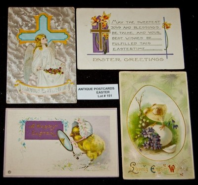 ANTIQUE Postcards Lot of 4 Over 110 Years Old Lot#151 Easter