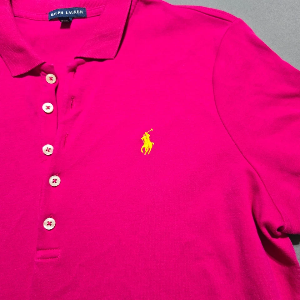 Ralph Lauren Dress Womens Large Short Sleeve Collared tShirt Classic pink logo - Image 3 of 4