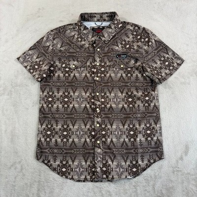 Rock & Roll Denim Aztec Performance Stretch Pearl Snap Shirt Men Medium NWOT