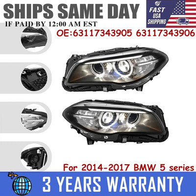 Xenon/HID Headlights for 2014-2017 BMW 5 Series F10 528i 535i Headlamps Pair Set
