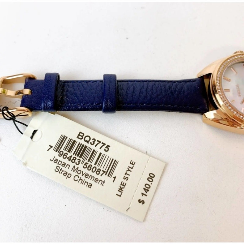 NWT Fossil/Three-Hand Date Leather Watch WITH sunglasses case / NAVY BLUE Fossil Women main image 2