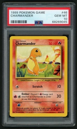 POKEMON GAME BASE SET CHARMANDER 1999 #46 PSA 10