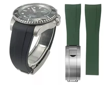 20m-Curved End Silicone Watch Band Rubber Strap for Rolex with Clasp or Without