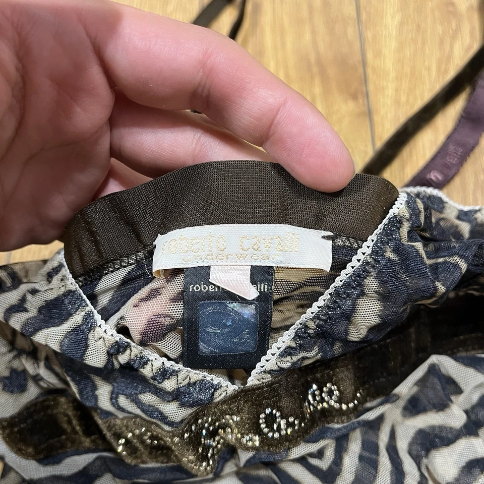 ROBERTO CAVALLI - TOP LINGERIE CANOTTA TIGRATA NUDE / MARRONE TG. 40 Foto 3 de 4