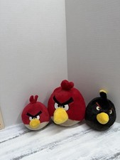 Angry Birds 9 And 6 Red Black Bird Plush Stuffed Animal Commonwealth Lot