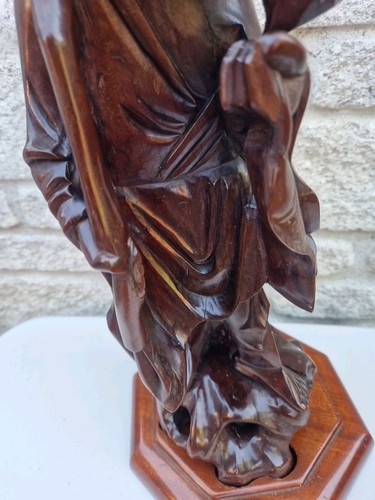 Beautiful Vintage Chinese Carved Hardwood Elderly Immortal Lamp Base Figure - Picture 12 of 23