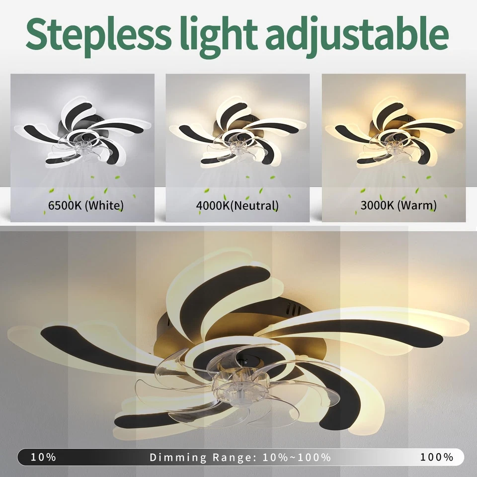 Ventilador de techo de perfil bajo con control remoto y aplicación, motor silenc - Image 2 of 4