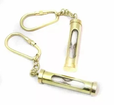 Handmade gift Pirate hourglass 2 x Solid Brass Mini Maritime key chain handmade