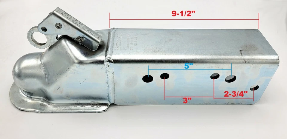 Titan Straight Tongue Trailer Coupler Zinc-Plated 21K 3" Chan 2-5/16" USA Made - Image 2 of 4