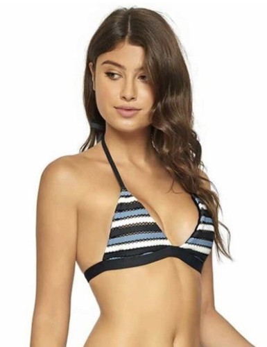 PilyQ Women's Bikini Top sz S Venice Stripe Sky Blue Perf Cond Size Small S