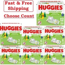 Huggies Natural Care Sensitive Baby Wipes, Unscented, Choose Count