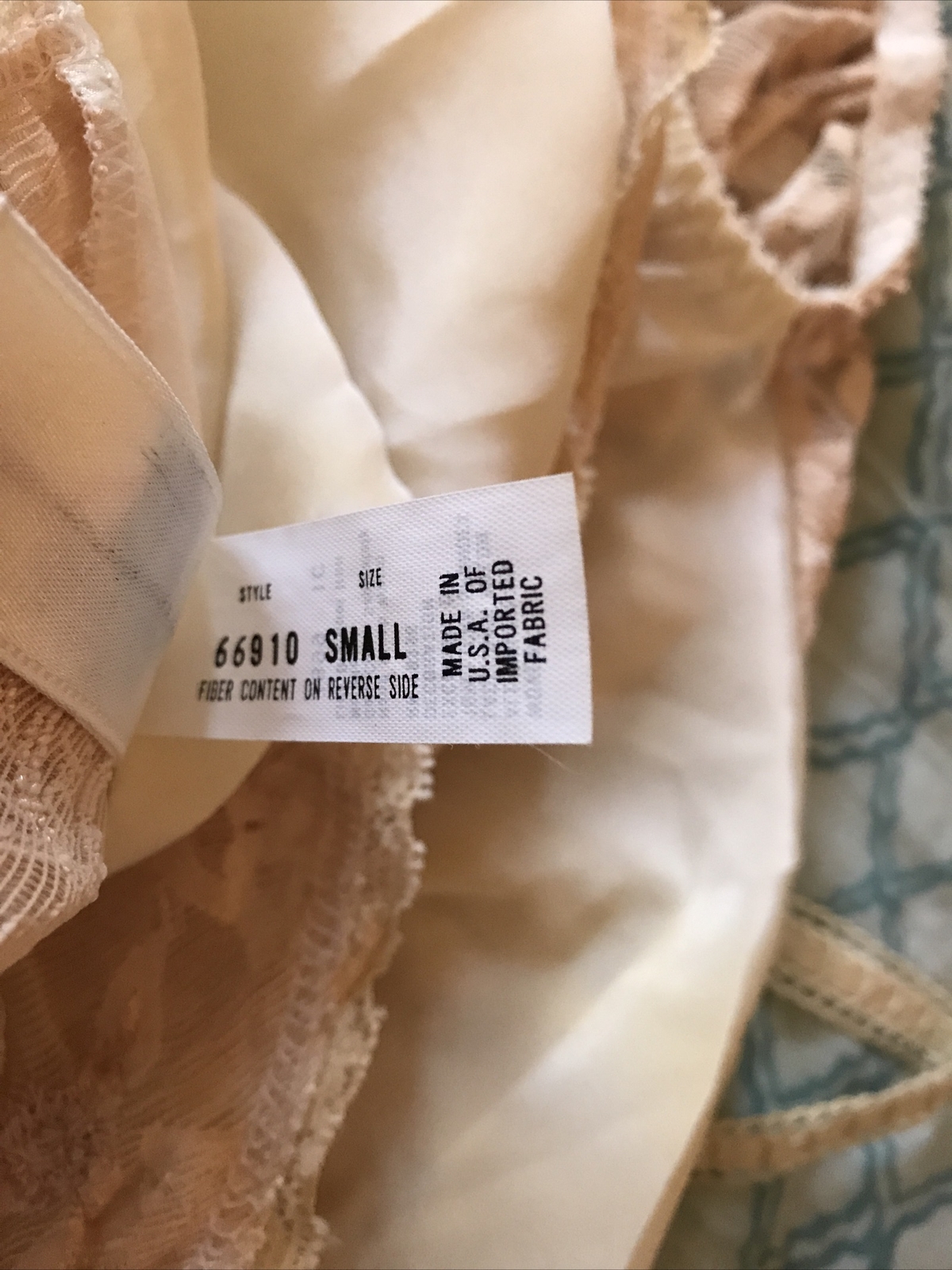 UNGARO Vintage Lingerie Nude Tan Lace Bodysuit size Small