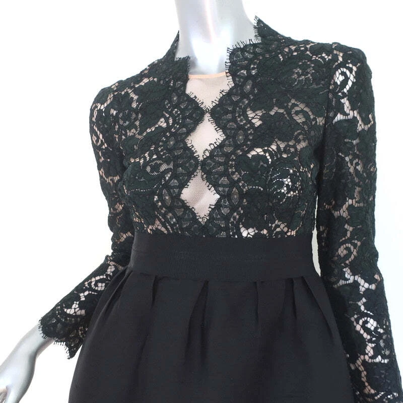 Mini Vestido Stella McCartney Manga Larga Negro Encaje y Seda Cruda Talla 40 Foto 2 de 4