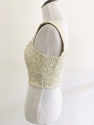 Iorane Women Golden Sleeveless Metallic Cropped Foiled Embellishment Top Size XS - Picture 7 of 12
