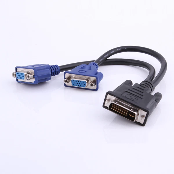 DVI-I 24+5 Pins to Dual Female VGA Adapter Splitter Cable for Monitor Projector - Bild 2 von 4