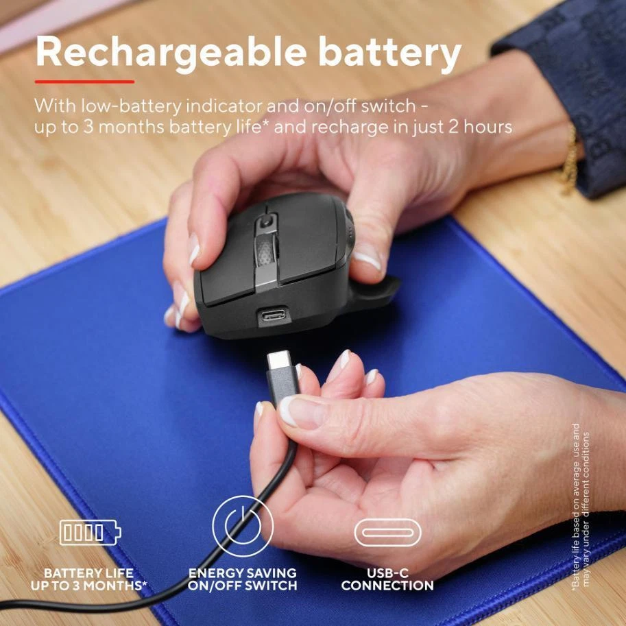 Ozaa+ Multi-Device Rechargeable Wireless Optical Mouse, Black - 24820 - Image 2 of 4