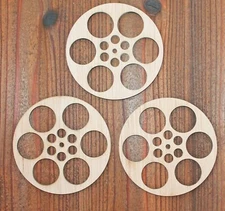 Movie Room Theater Film Reel Unfinished Wood Laser Cut Out Wall Decor Sign Craft