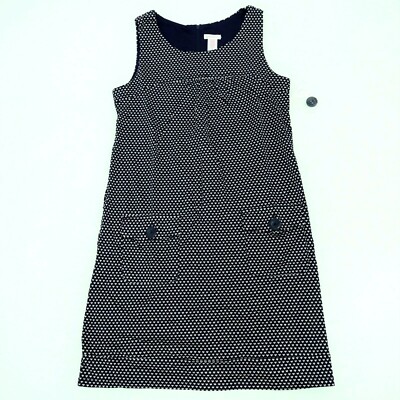 Heart Pattern Jumper Dress Girls Classic Knit Navy Blue Sleeveless